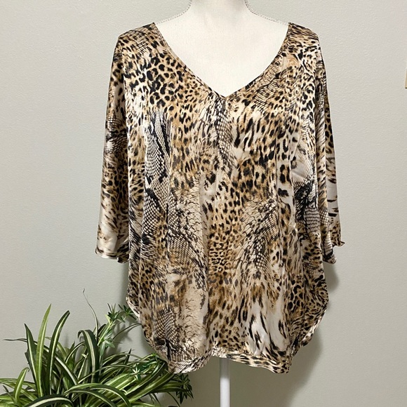 Chico’s Plus Size 3 Animal Print V-Neck Blouse - Picture 3 of 13